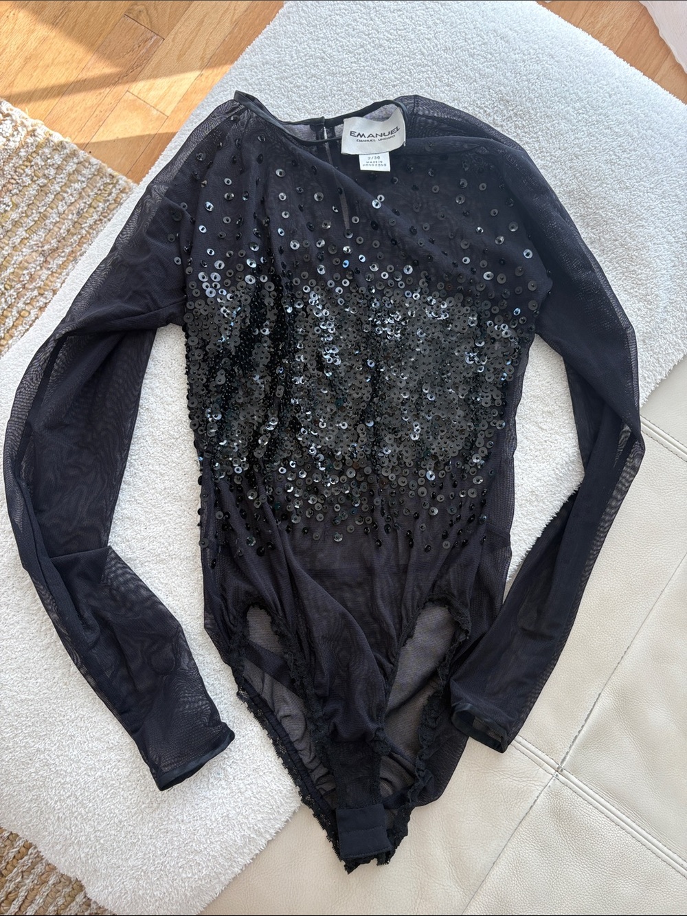 Vintage Emanuel Ungaro Black Sequin Mesh Top